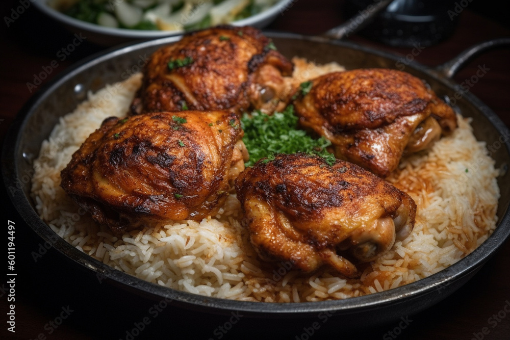 Plate of delicious chicken biryani. Ai generated Plate of delicious chicken biryani. Ai generated