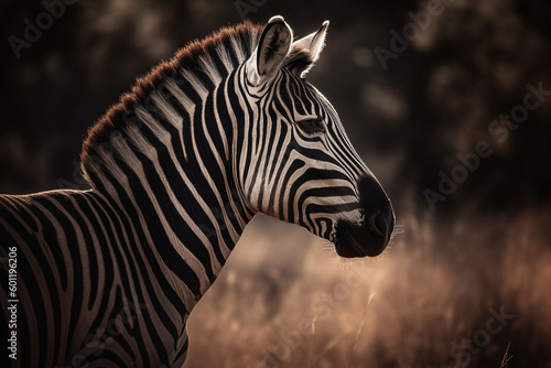 Beautiful zebra in the savannah. Ai generated