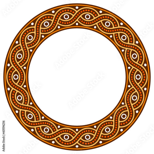 African ethnic round ornament. Hand stamp printing. Ethnic folk ornament.