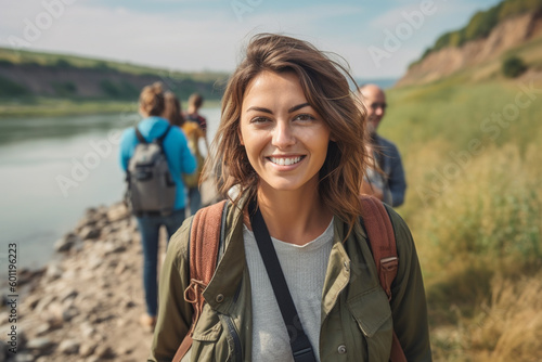 young adult woman traveling...
