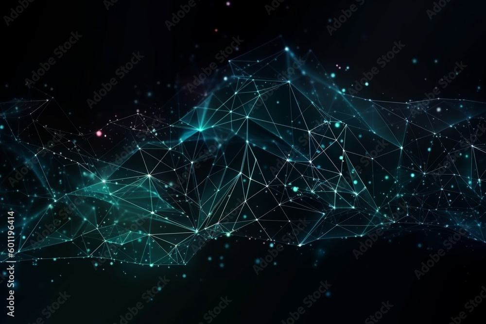 Obraz premium Polygonal digital background wallpaper with soft points and lines. Abstract internet technology communication network texture design. Ai generated