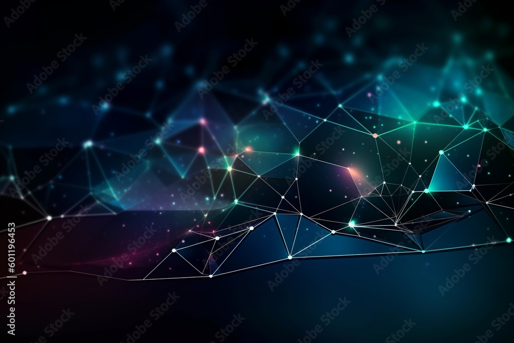 Obraz premium Polygonal digital background wallpaper with soft points and lines. Abstract internet technology communication network texture design. Ai generated