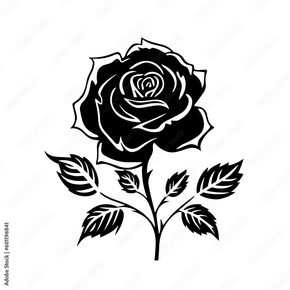 Black and White Rose Vector Illustration Black and White Rose Vector Illustration