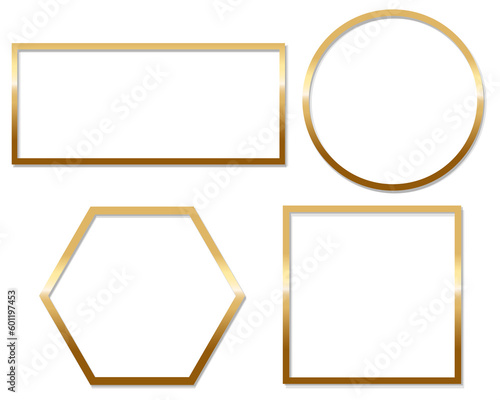 Golden Frame Set With Isolated White Background