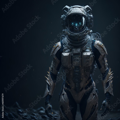 robot astronaut in a space suit cyborg soldier 