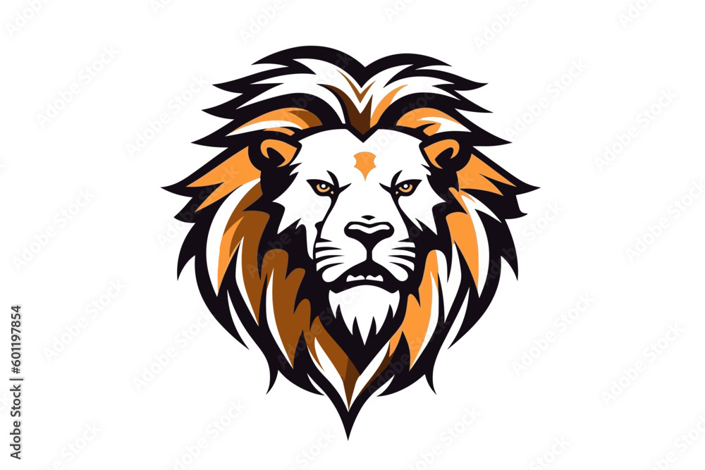 Lion Head Logo Vector on a White Background 