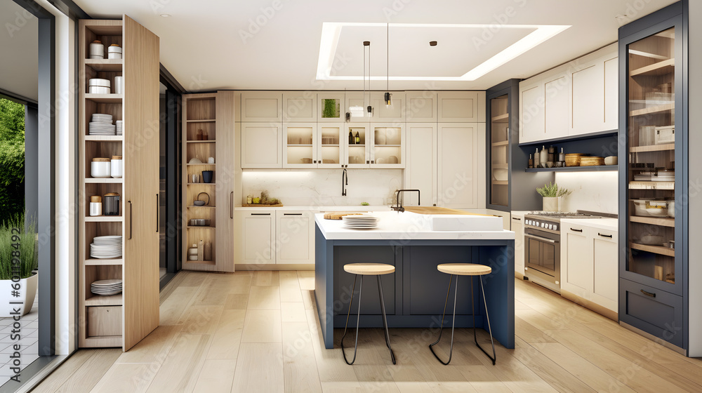 Modern kitchen interior design with pantry Modern kitchen interior design with pantry