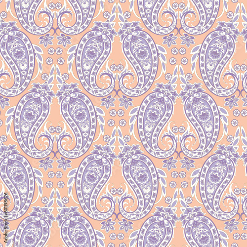 Paisley seamless floral vector pattern. Vintage background in batik style