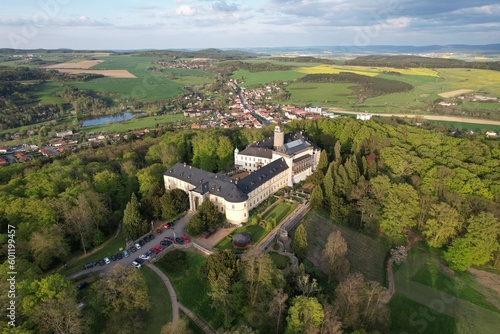 Zbiroh,Czech republic-July 18 2023:Chateau Zbiroh (Zamek Zbiroh), aerial panorama view of Zbiroch castle photo