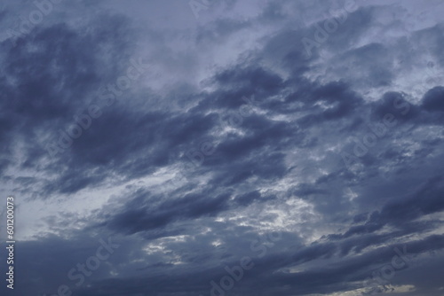 Overcast sky with grey clouds in the evening