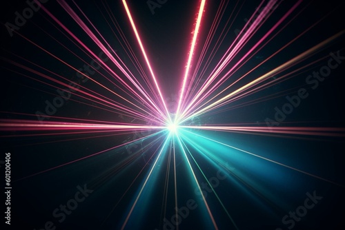 Retro neon laser beam background from the 80s and 90s. Generative AI