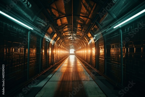 A high-tech  electrifying tunnel with a futuristic vibe. Generative AI