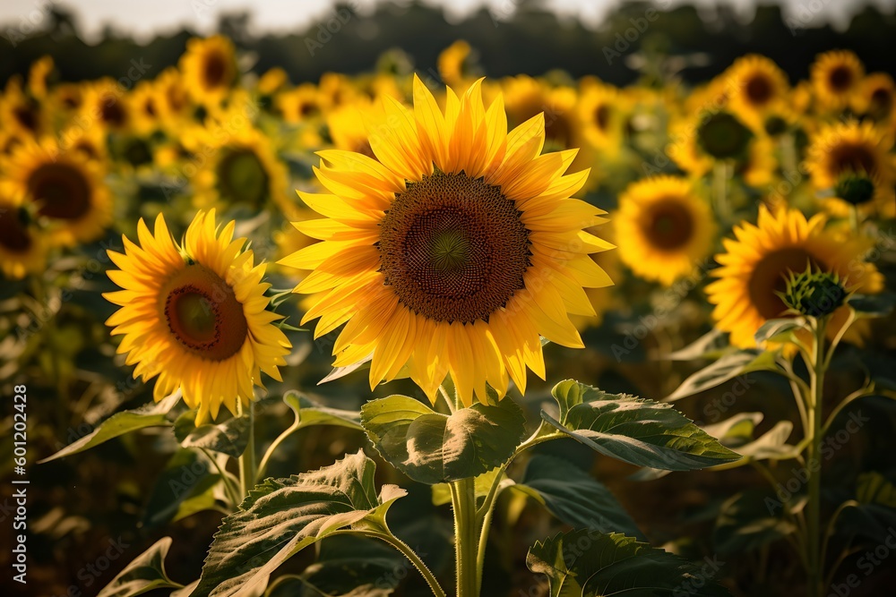 Blooming Sunflower Field, Generative AI