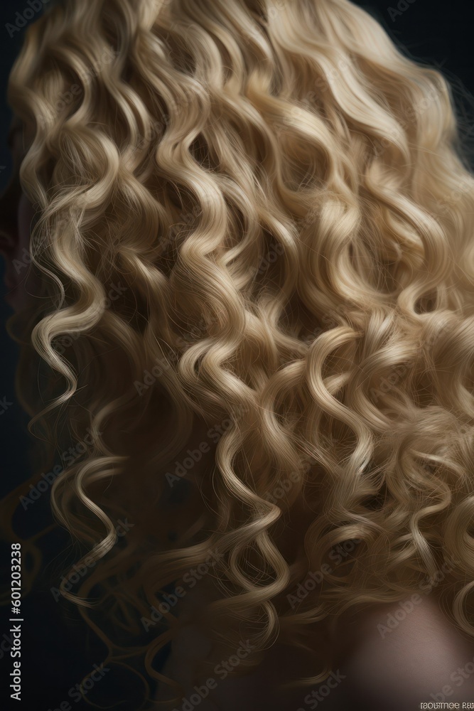 blonde with long and shiny curly hair. woman with wavy hair. Generative AI blonde with long and shiny curly hair. woman with wavy hair. Generative AI