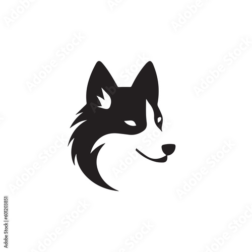 Dog head icon. Flat style. Cartoon dog face. Vector illustration isolated on white. Silhouette simple. Animal Logotype concept. Logo design template.