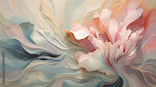 Floral Abstract Background with 3D Paint Render Effect in Soft Pastel Colors - Generative AI
