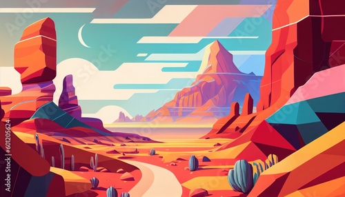 Desert in the style of bright geometric abstractions by Generative AI