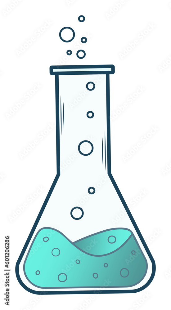 illustration of a blue magic potion in a glass vial. cartoon style illustration of a blue magic potion in a glass vial. cartoon style