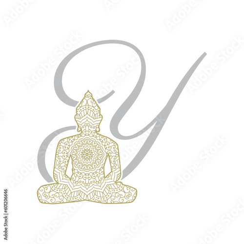 Golden Buddha monogram letter y