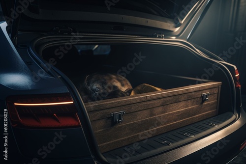 3D modeled car trunk with nothing inside. Generative AI