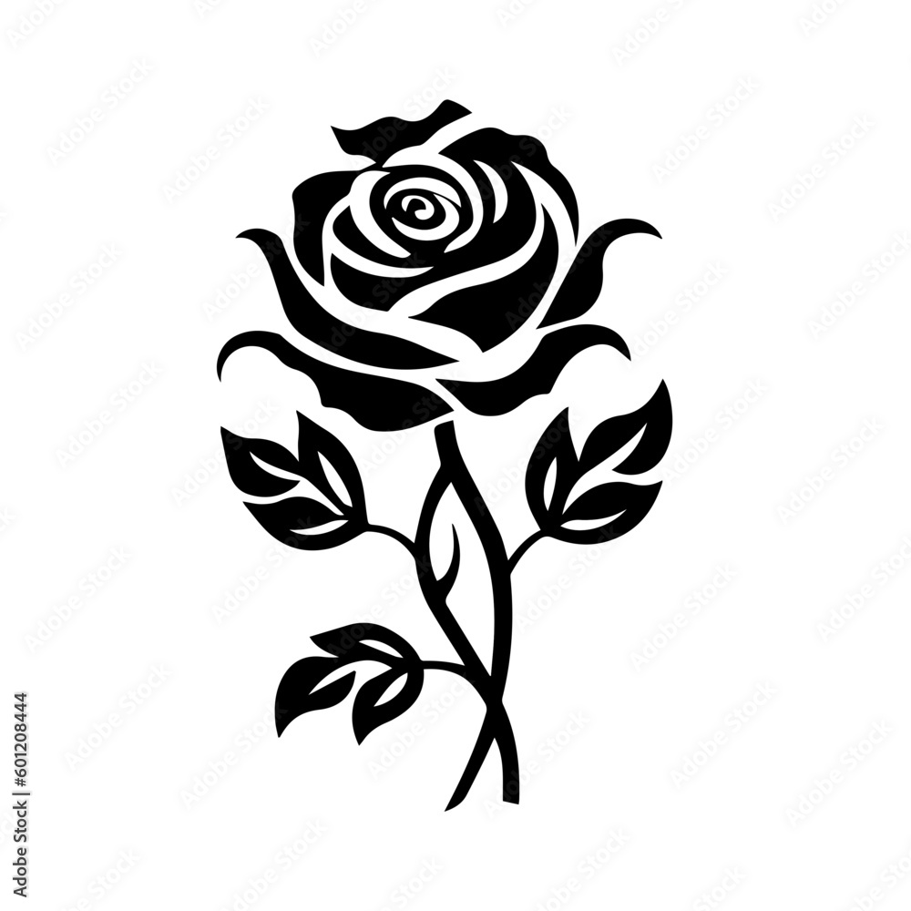 Black and White Rose Vector Illustration Black and White Rose Vector Illustration
