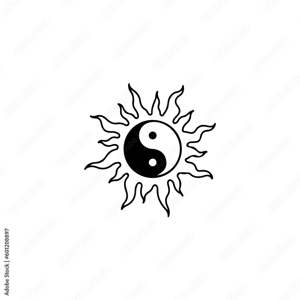 yin yang symbol vector illustration with sun concept yin yang symbol vector illustration with sun concept