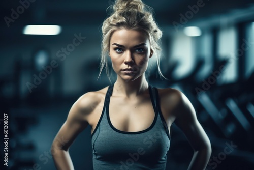 Woman exercising in a fitness club. The concept of a healthy lifestyle. AI generated, human enhanced