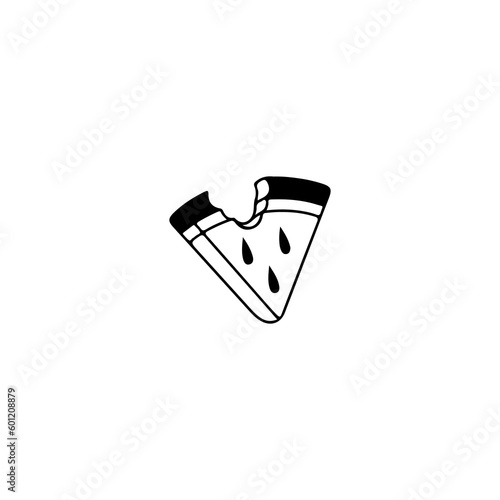 bitten watermelon doodle vector illustration