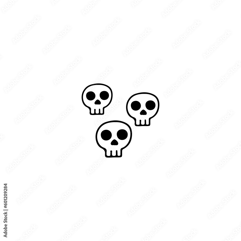vector illustration of three doodle skulls vector illustration of three doodle skulls