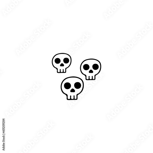 vector illustration of three doodle skulls