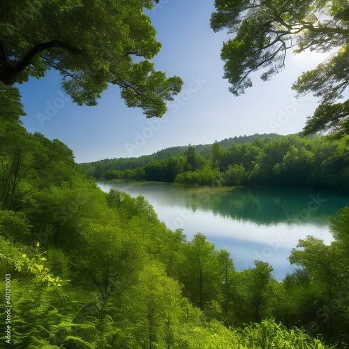 A peaceful river winding through a lush green forest2  Generative AI