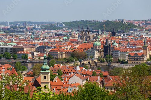 Spring Prague City from the Hill Petrin, Czech Republic