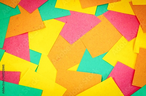 Colored cards background. Set of different bright colorful paper.
