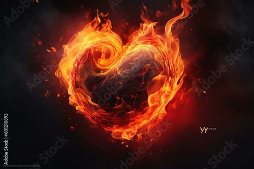 A lovely heart illustration with flame design perfect for Valentine or Mother's Day cards. Generative AI