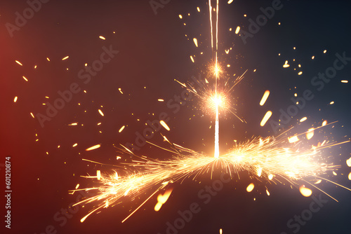 Isolated gold sparkler fire sparks created using generative ai