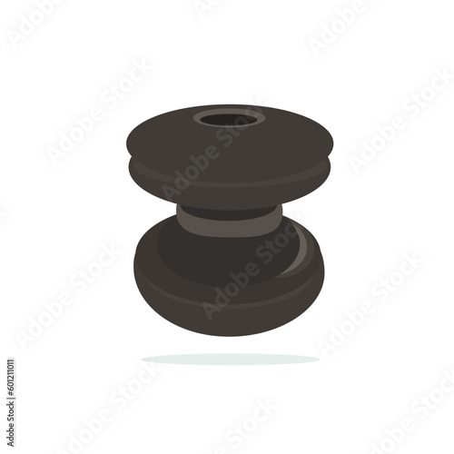 Ceramic insulator strain tube electrical spool clamp isolated on white background, Spool insulators cartoon concept. vector illustration.