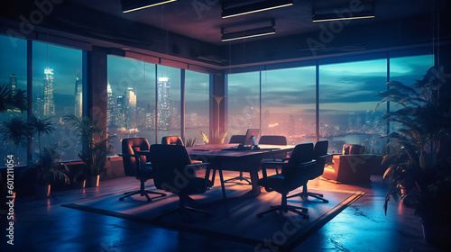 An concept of a conference room with city lights © Rabbi