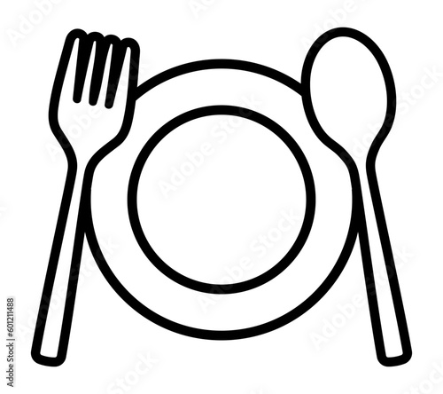 フォークとスプーンと皿のアイコン