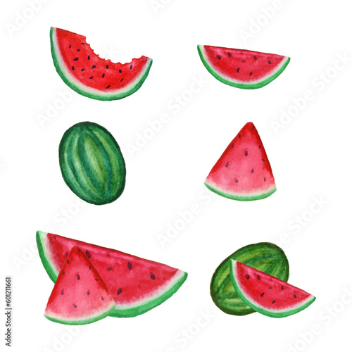 Fototapeta Naklejka Na Ścianę i Meble -  set of summer watermelon slices