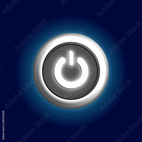 power button web icon on blue background.