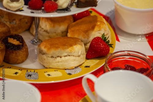 Photo of British Afternoon Tea scones with jam and clotted cream