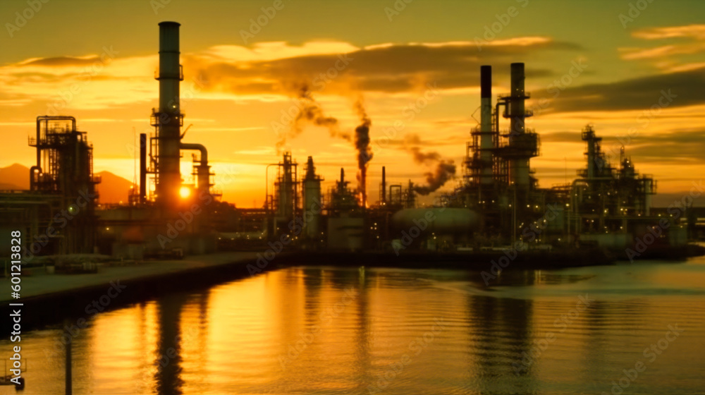 View of the harbor at sunset petrochemical industry View of the harbor at sunset petrochemical industry