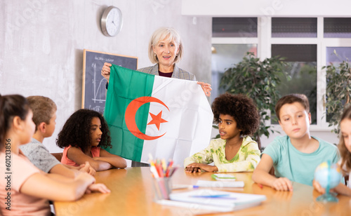 Kids learning together about algeria in geography class