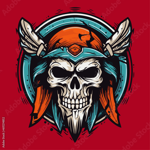 Mystical skull warrior artwork for tshirt