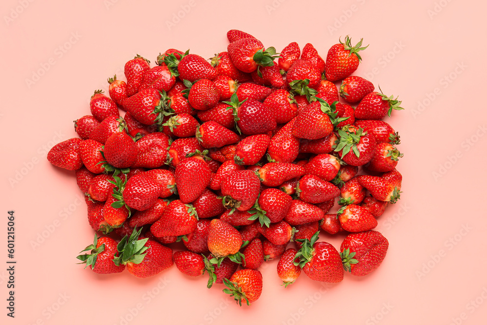 Fresh strawberries on pink background Fresh strawberries on pink background
