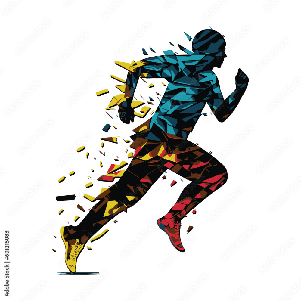 Colorful Geometric Art of Running Guy Editable art Colorful Geometric Art of Running Guy Editable art