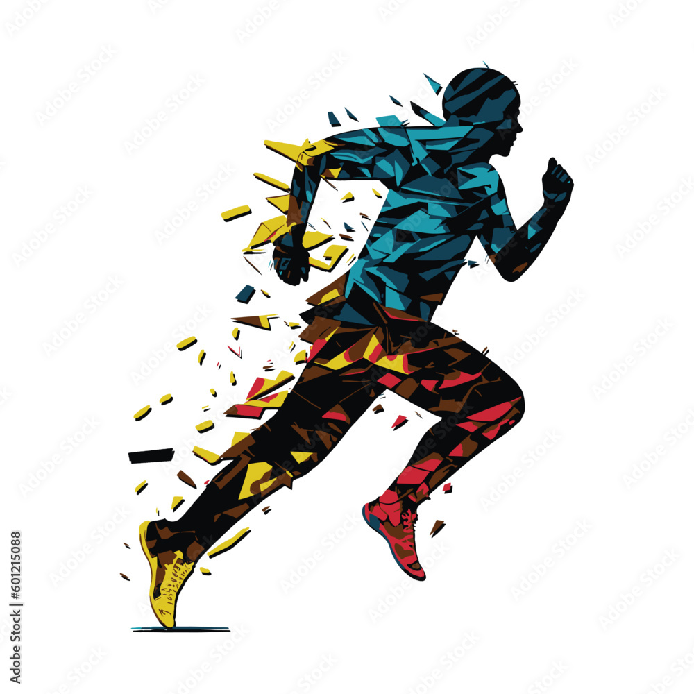 Colorful Geometric Art of Running Guy Editable art
