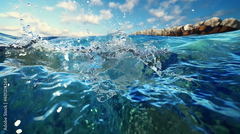  water splash on mediterranean sea wave summer nature background travel ,generated ai