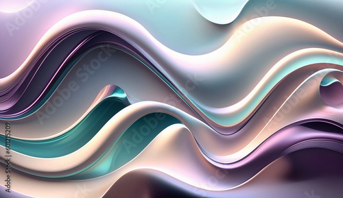 3D Render of Abstract Fluid Purple and Green White Background Wallpaper