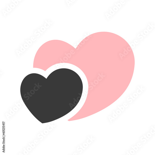 Black and pink hearts illustration isolated on white background. Vector illustration